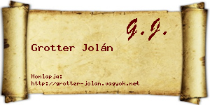Grotter Jolán névjegykártya